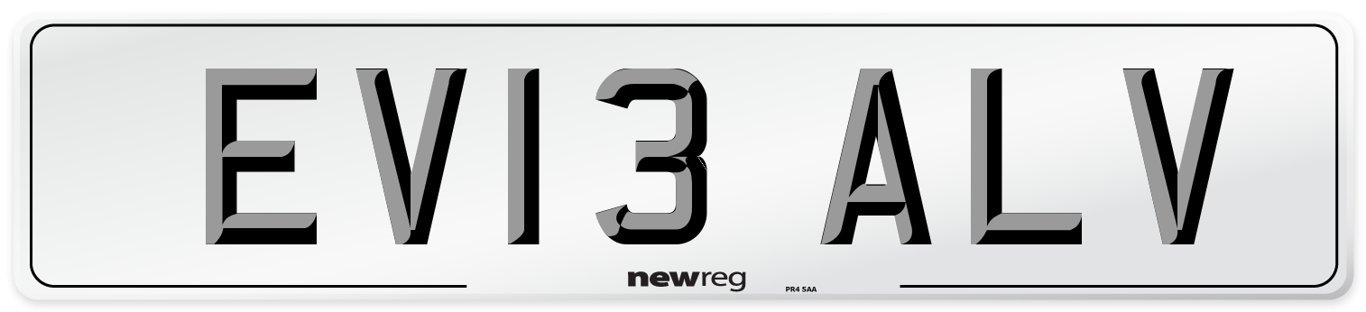 EV13 ALV Number Plate from New Reg